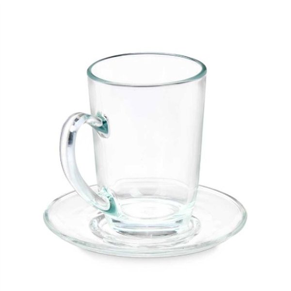 Cup with Plate Vivalto Transparent Glass 200 ml (6 Units)