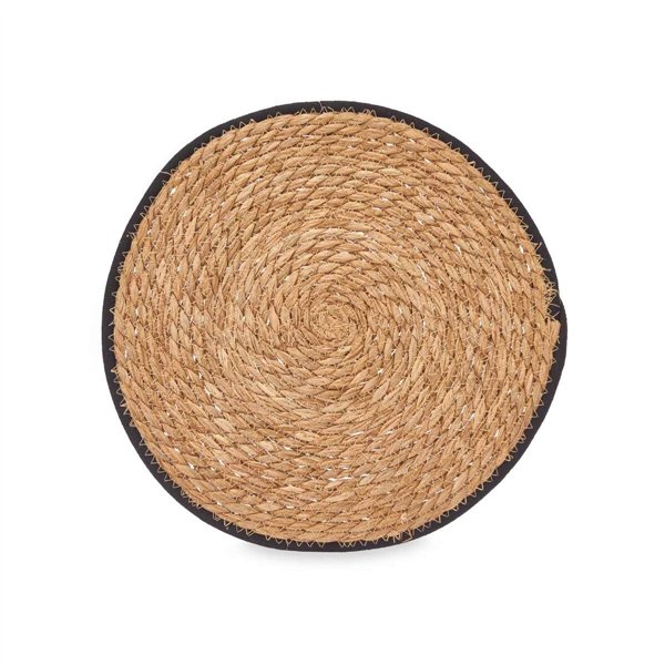 Table Mat Kinvara Black Cotton Marine algae 35 x 0,6 x 35 cm (24 Units)