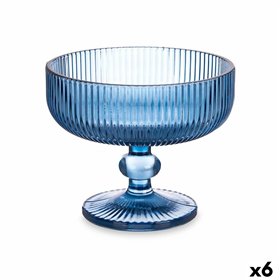 Ice Cream and Milk Shake Glass Vivalto Blue Crystal 310 ml Stripes (6 Units)