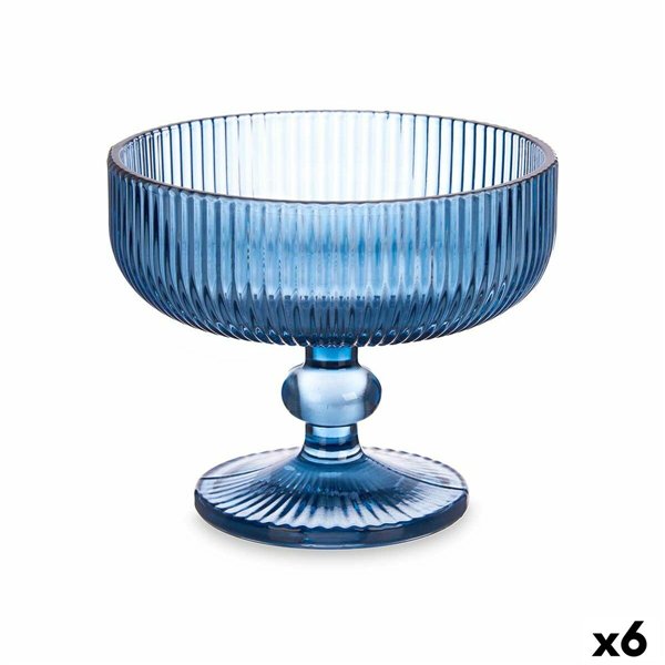 Ice Cream and Milk Shake Glass Vivalto Blue Crystal 310 ml Stripes (6 Units)