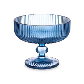 Ice Cream and Milk Shake Glass Vivalto Blue Crystal 310 ml Stripes (6 Units)