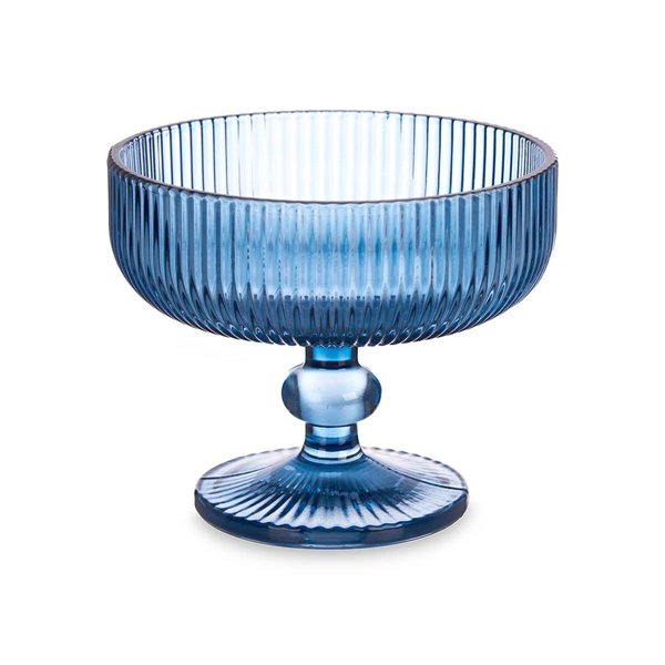 Ice Cream and Milk Shake Glass Vivalto Blue Crystal 310 ml Stripes (6 Units)