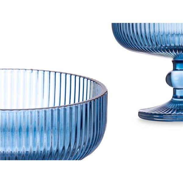 Ice Cream and Milk Shake Glass Vivalto Blue Crystal 310 ml Stripes (6 Units)