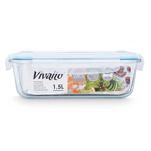 Lunch box Vivalto Transparent Silicone polypropylene Borosilicate Glass 1,5 L (12 Units)