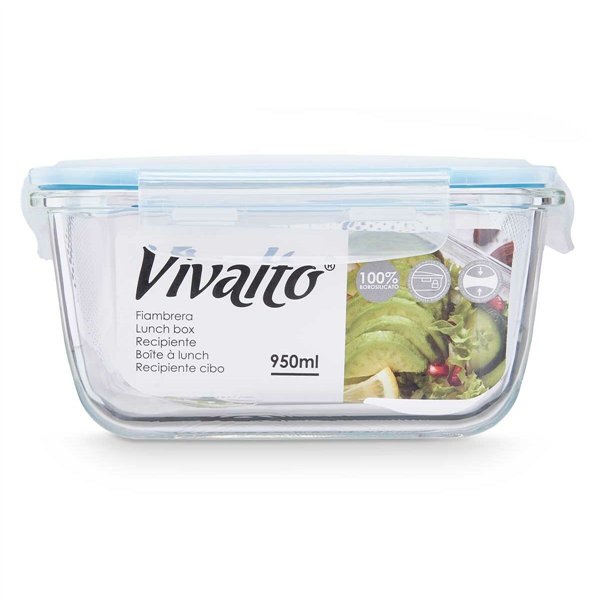 Lunch box Vivalto Transparent Silicone polypropylene Borosilicate Glass 950 ml (12 Units)