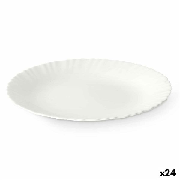 Flat Plate Vivalto White Opaline glass 24 x 2 x 24 cm (24 Units)