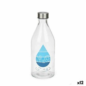 Bottle Vivalto H2O Transparent Silver Glass Steel 1 L (12 Units)