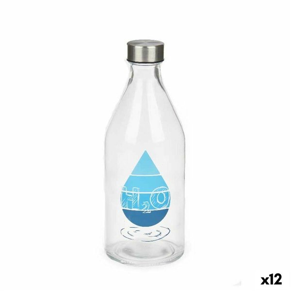 Bottle Vivalto H2O Transparent Silver Glass Steel 1 L (12 Units)