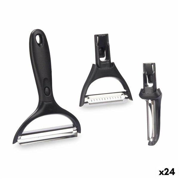 Set of Peelers Kinvara Metal Stainless steel polypropylene ABS 14,5 x 22 x 2,5 cm Interchangeable heads 3 Pieces (24 Units)