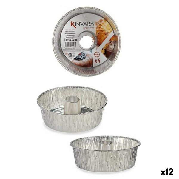 Set of Cake Tins Kinvara Silver Aluminium 19,5 x 7 x 19,5 cm 19,5 x 19,5 x 6 cm 4 Pieces (12 Units)