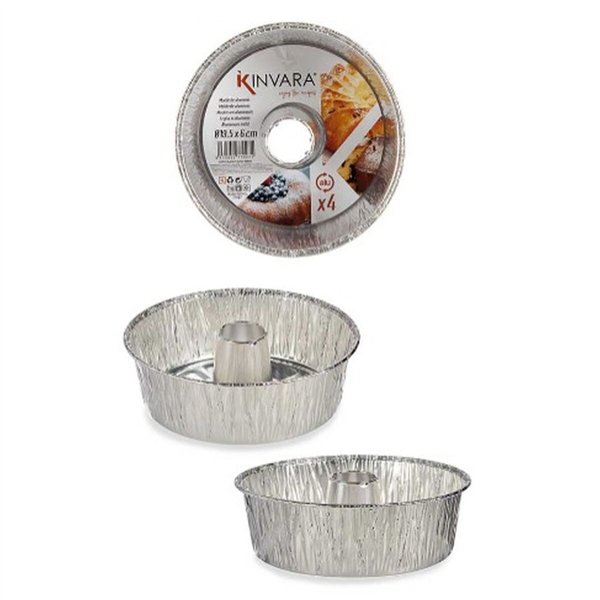 Set of Cake Tins Kinvara Silver Aluminium 19,5 x 7 x 19,5 cm 19,5 x 19,5 x 6 cm 4 Pieces (12 Units)