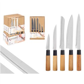 Knife Set Kinvara Brown Metal Bamboo (12 Units)