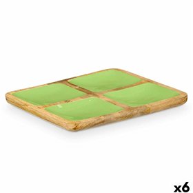 Tray with Compartments Gift Decor Green 31 x 3 x 3 cm (6 Units)