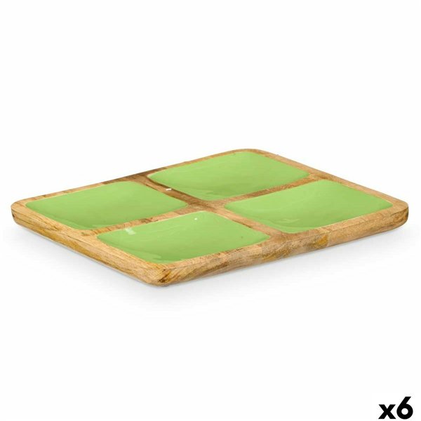 Tray with Compartments Gift Decor Green 31 x 3 x 3 cm (6 Units)