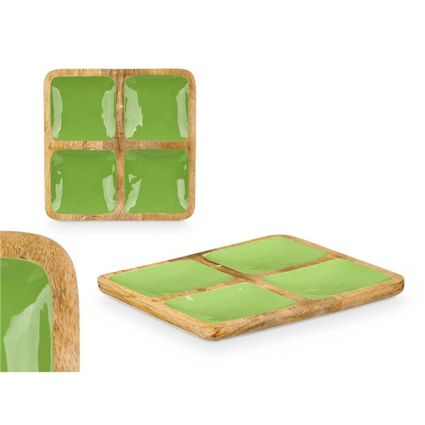 Tray with Compartments Gift Decor Green 31 x 3 x 3 cm (6 Units)