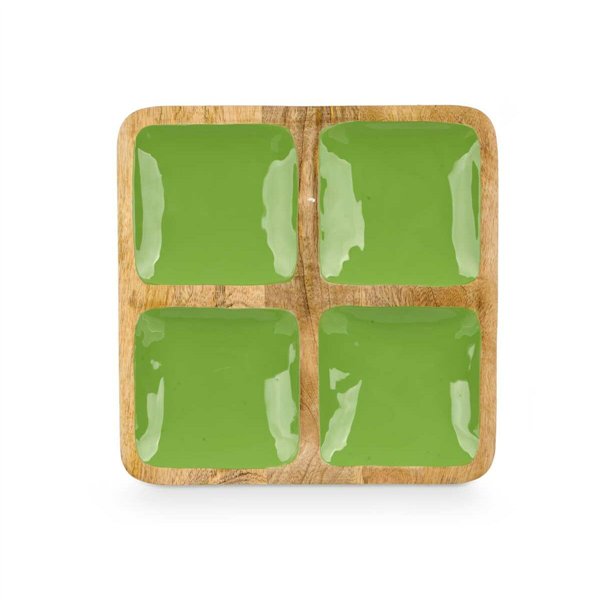 Tray with Compartments Gift Decor Green 31 x 3 x 3 cm (6 Units)