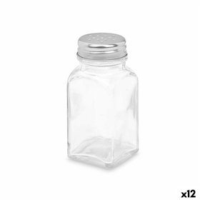 Salt cellar Vivalto Transparent Metal Glass 4 x 9 x 4 cm (12 Units)
