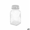 Salt cellar Vivalto Transparent Metal Glass 4 x 9 x 4 cm (12 Units)