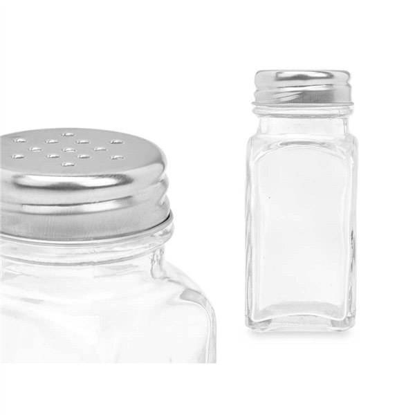 Salt cellar Vivalto Transparent Metal Glass 4 x 9 x 4 cm (12 Units)