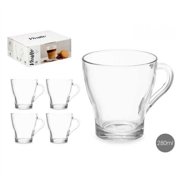 Tea and coffee cup Vivalto Transparent Glass 280 ml (6 Units)