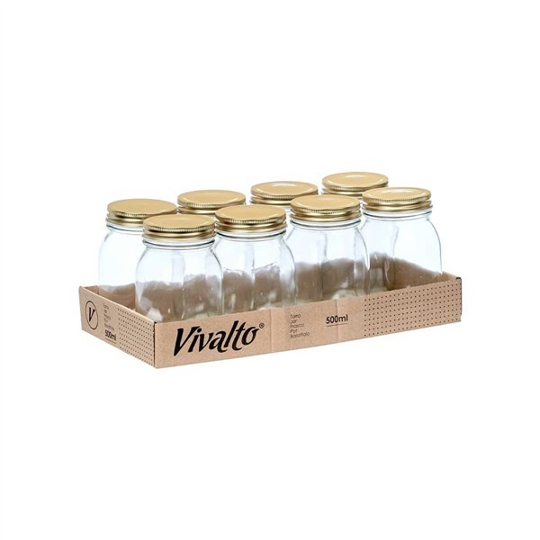 Jar Vivalto Transparent Golden 500 ml (8 Units)
