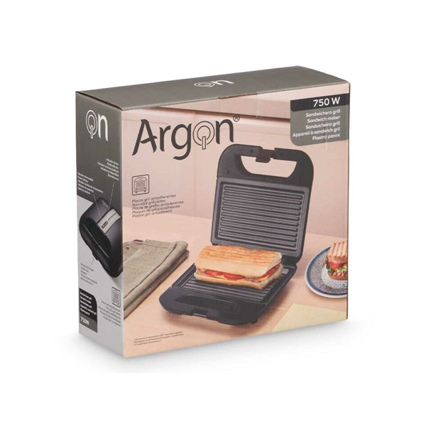 Sandwich Maker Argon Black Steel 750 W