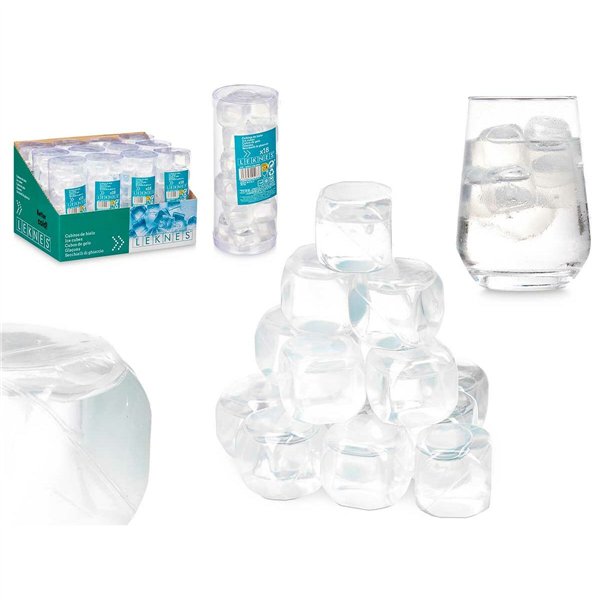 Reusable cooling cubes Leknes Transparent Polyethylene Distilled water 6,5 x 16 x 6,5 cm 18 Pieces (12 Units)