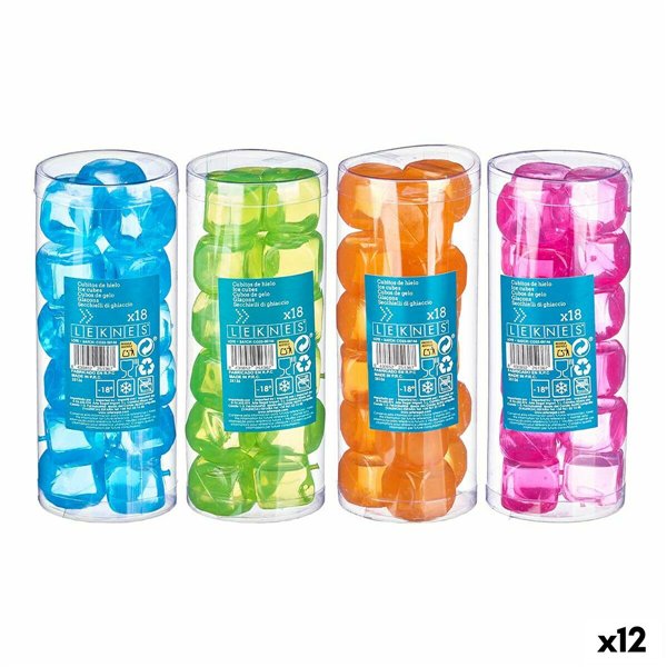 Reusable cooling cubes Leknes Blue Green Orange Pink Polyethylene Distilled water 6,5 x 16 x 6,5 cm 18 Pieces (12 Units)