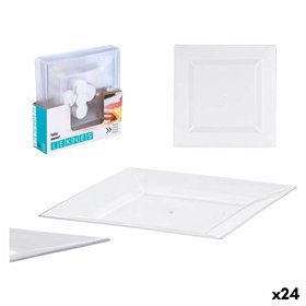 Plate set Leknes Transparent polystyrene Plastic 27,3 x 2,3 x 27,3 cm (24 Units)