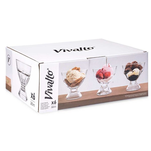 Ice Cream and Milk Shake Glass Vivalto Transparent Glass 280 ml (6 Units)