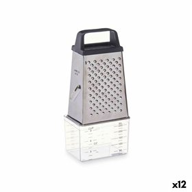 Grater with Container Kinvara Transparent Silver Stainless steel polypropylene polystyrene 9 x 6,7 x 20,5 cm (12 Units)