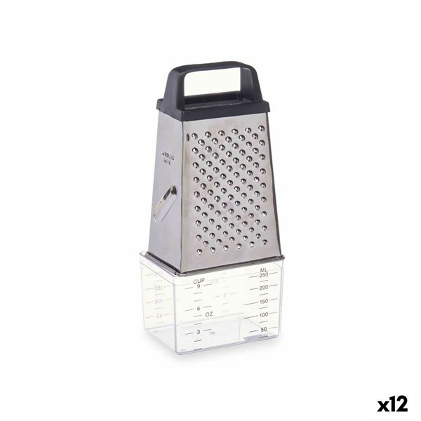 Grater with Container Kinvara Transparent Silver Stainless steel polypropylene polystyrene 9 x 6,7 x 20,5 cm (12 Units)