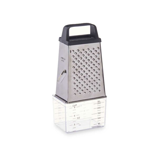 Grater with Container Kinvara Transparent Silver Stainless steel polypropylene polystyrene 9 x 6,7 x 20,5 cm (12 Units)