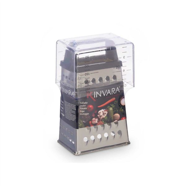 Grater with Container Kinvara Transparent Silver Stainless steel polypropylene polystyrene 9 x 6,7 x 20,5 cm (12 Units)