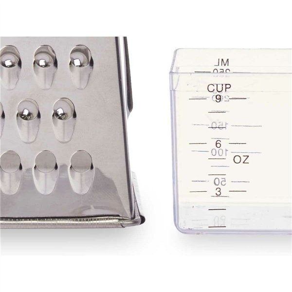 Grater with Container Kinvara Transparent Silver Stainless steel polypropylene polystyrene 9 x 6,7 x 20,5 cm (12 Units)