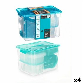 Set of lunch boxes Leknes Blue Green polypropylene 50 Pieces (4 Units)