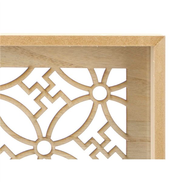 Set of trays Gift Decor Brown Transparent Wood Glass Flower 2 Pieces