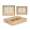 Set of trays Gift Decor Brown Transparent Wood Glass Squared 2 Pieces