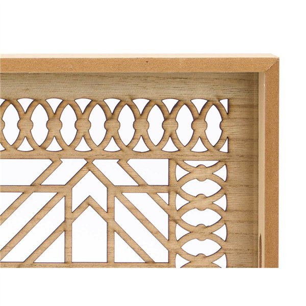 Set of trays Gift Decor Brown Transparent Wood Glass Squared 2 Pieces