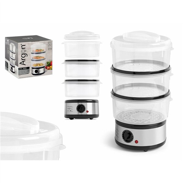 Food Steamer Argon Black Transparent Silver Stainless steel polypropylene