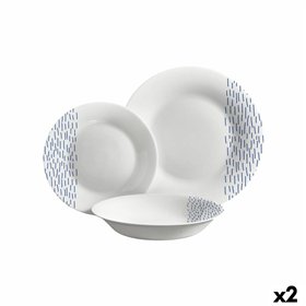 Tableware Vivalto Blue White Opaline glass Rain 18 Pieces (2 Units)