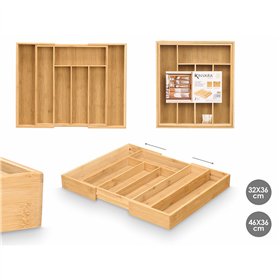 Cutlery Organiser Kinvara Natural Bamboo 47,5 x 5 x 36 cm Foldable (6 Units)