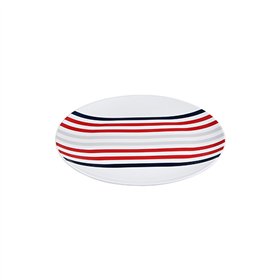 Dinnerware Set Beverly Hills Polo Club Blue Red Porcelain Stripes 12 Pieces