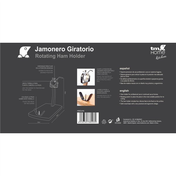 Wooden Ham Stand TM Home 25 x 48 x 40 cm
