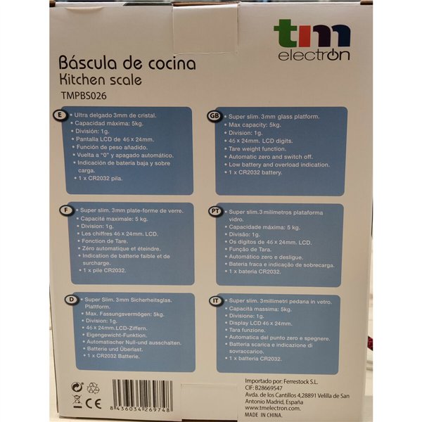 kitchen scale TM Electron Black 5 kg