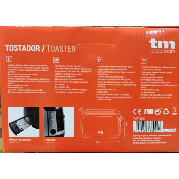 Toaster TM Electron 800W 1400 W