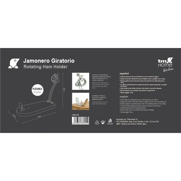 Folding Ham Stand Bamboo (37,5 x 16,5 cm)