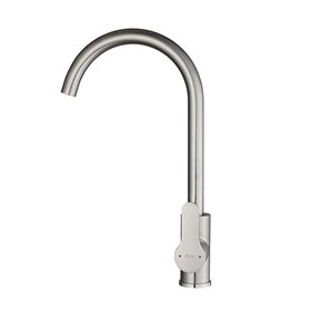 Mixer Tap Fontastock Grey Stainless steel Ceramic Zinc Alloy C-shaped