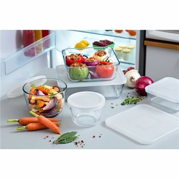 Set of Stackable Hermetically-sealed Kitchen Containers Pyrex Cook & Freeze Transparent 8 Pieces