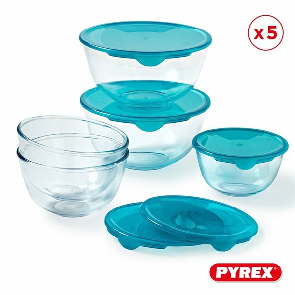 Set of lunch boxes Pyrex Transparent Turquoise 5 Pieces